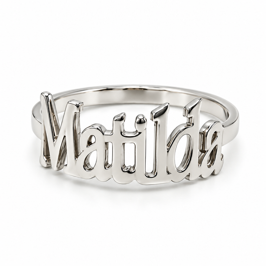 10MP10007LQ Anillo casual en oro amarillo/blanco diseño personalizable en nombre.