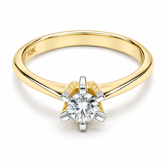 Anillo de compromiso en oro amarillo de 10 Kilates con Diamante natural | 12JC82805LQ