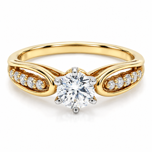 Anillo de compromiso en oro amarillo de 18 kilates con Diamante natural | 13JC40451LQ