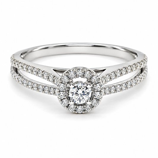 Anillo de compromiso en oro blanco de 14 Kilates, con Diamantes naturales | 14E45LQ