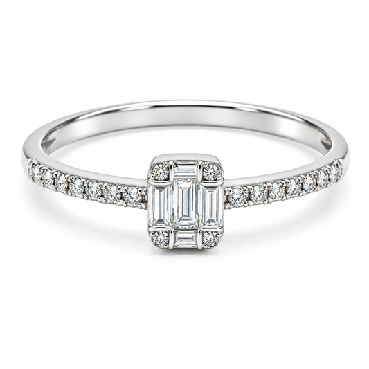Anillo de Compromiso en oro blanco de 14 Kilates, montado con Diamantes naturales | 14JC118403LQ