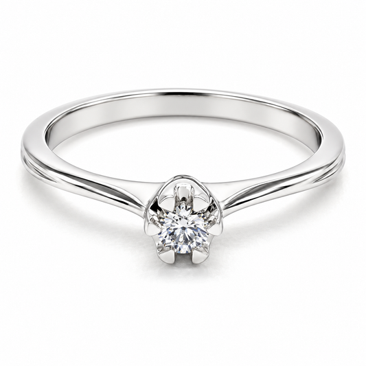 Anillo de Compromiso en oro blanco de 14 Kilates, montado con Diamantes naturales | 14JC130513LQ