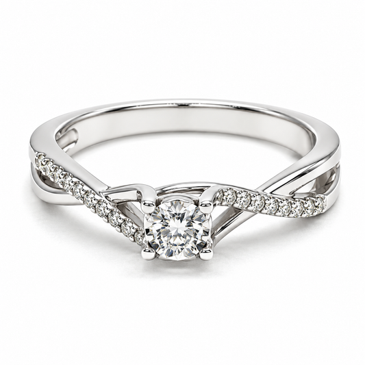 Anillo de Compromiso en oro blanco de 14 Kilates, montado con Diamantes naturales | 14JC141082LQ