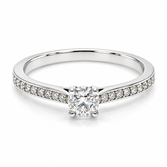 Anillo de Compromiso en oro blanco de 14 Kilates, con Diamantes naturales | 14JC172346LQ