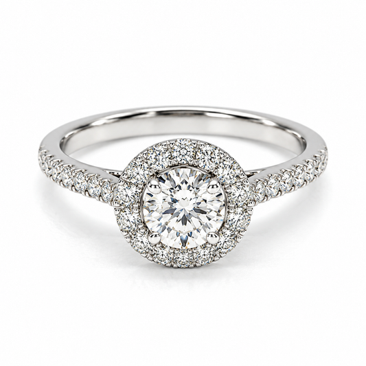 Anillo de Compromiso en oro blanco de 14 Kilates montado con Diamantes naturales | 14JC176285LQ