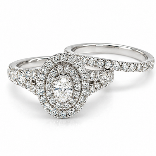 Anillo de Compromiso en oro blanco de 14 kilates montado con Diamantes naturales | 14JC189824LQ