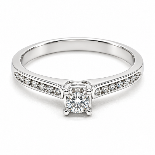 Anillo de Compromiso en oro blanco de 14 Kilates montado con Diamantes naturales | 14JC190033LQ