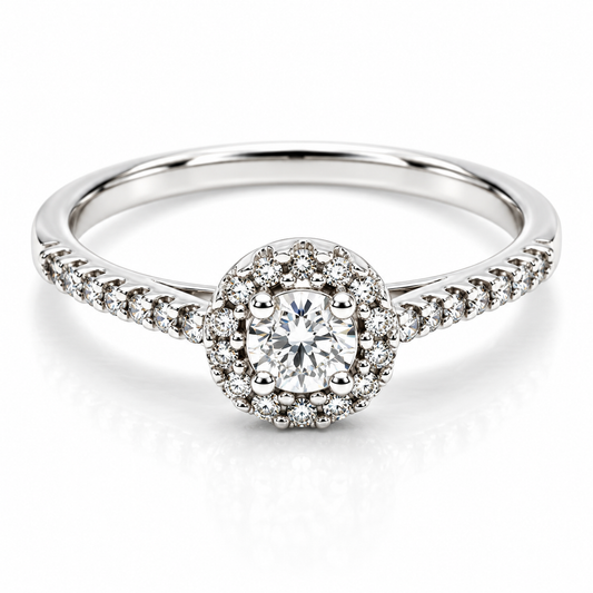 Anillo de Compromiso en oro blanco de 14 Kilates montado con Diamantes naturales | 14JC190752LQ