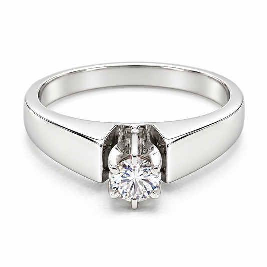 Anillo de Compromiso en oro blanco de 14 Kilates, montado con Diamantes naturales | 14JC206LQ
