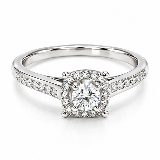 Anillo de compromiso en oro blanco de 14 Kilates, con diamantes naturales | 14JC251308LQ