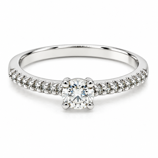 Anillo de compromiso en oro blanco de 14 Kilates, con diamante natural | 14JC252219LQ