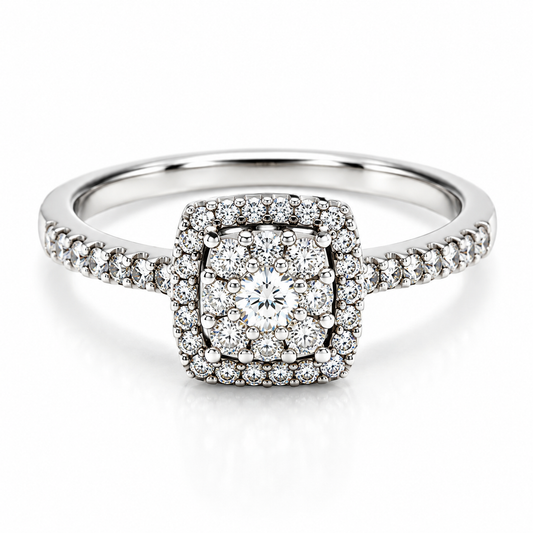 Anillo de compromiso en oro blanco de 14 Kilates, con diamante natural | 14JC252222LQ