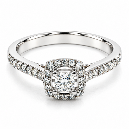 Anillo de compromiso en oro blanco de 14 Kilates, con diamante natural | 14JC252238LQ