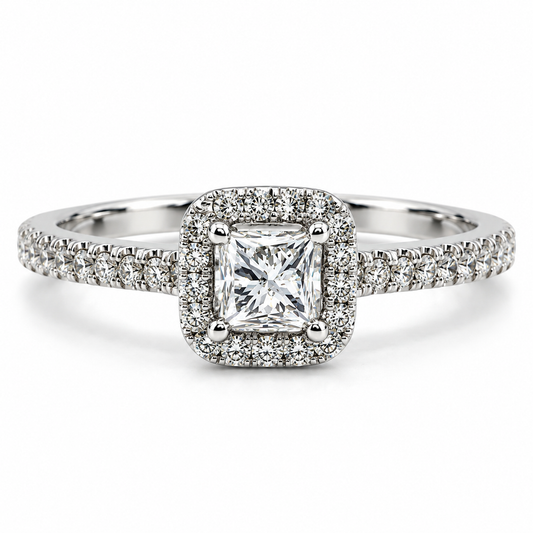 Anillo de compromiso en oro blanco de 14 Kilates, montado con Diamante natural | 14JC275867LQ