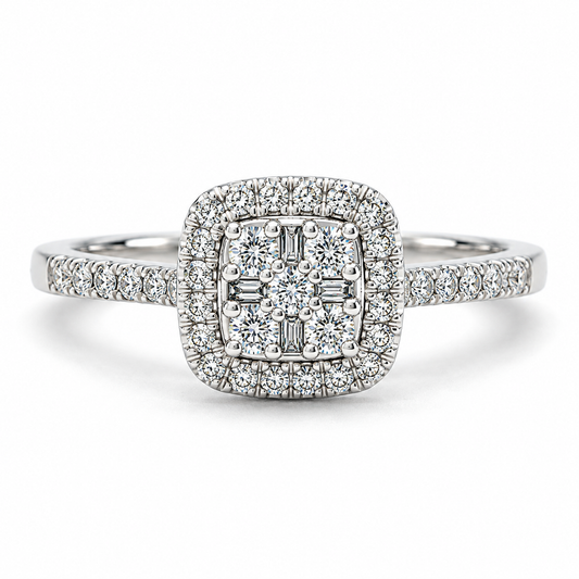 Anillo de compromiso en oro blanco de 14 Kilates, montado con Diamante natural | 14JC275875LQ