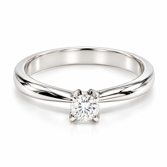 Anillo de compromiso en oro blanco de 14 Kilates, montado con Diamante natural | 14JC41LQ-18