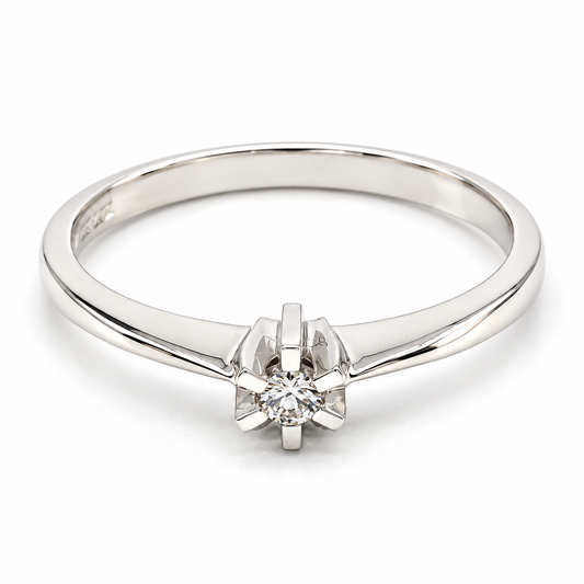 Anillo de Compromiso en oro blanco de 14 Kilates, montado con Diamantes naturales | 14JC78092LQ
