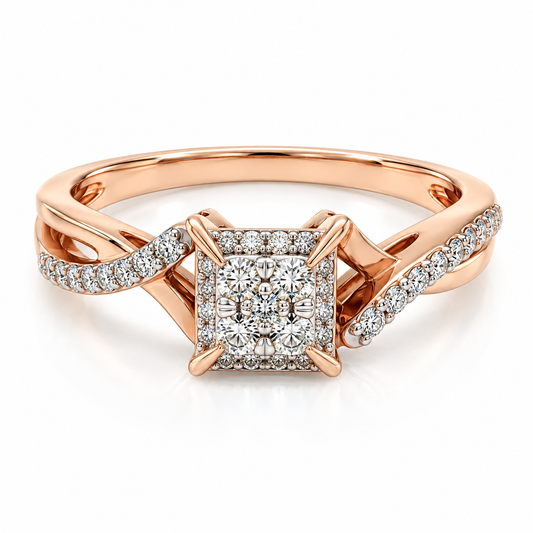 Anillo de Compromiso en oro rosa de 14 Kilates, montado con Diamante natural | 15JC146101LQ