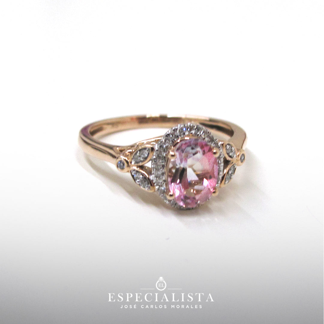 15JC234390LQ Anillo de Compromiso oro rosa de 14 Kilates con