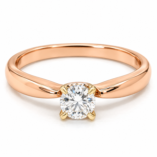 Anillo de Compromiso en oro rosa de 14 Kilates, montado con Diamante natural | 15JC261RLQ