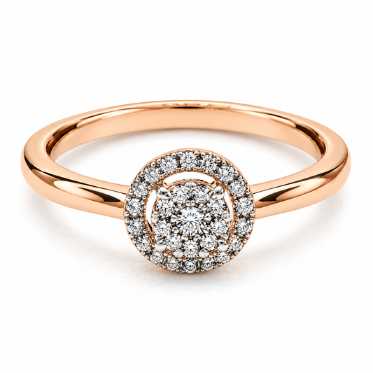 Anillo de Compromiso en oro rosa de 14 Kilates, montado con Diamante natural | 15JC91209LQ