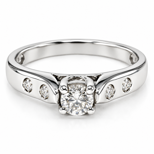 Anillo de compromiso en oro blanco de 18 Kilates con Diamantes naturales | 16E07LQ