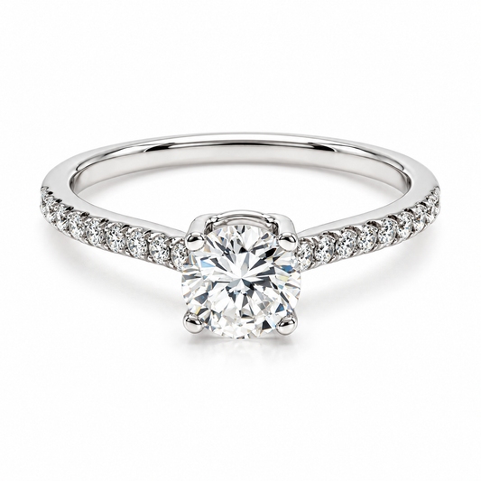 Anillo de compromiso en oro blanco de 18 kilates con diamantes naturales | 16JC99087LQ