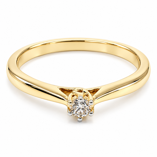 Anillo de compromiso tradicional en oro amarillo de 14 Kilates montado con Diamante natural | 17JC193216LQ