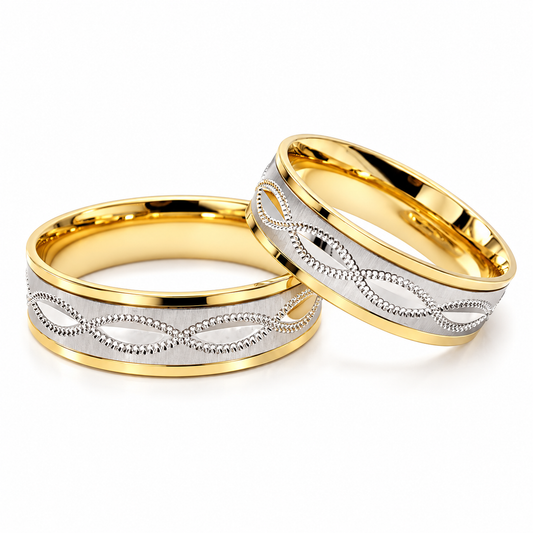 Argollas de Matrimonio en oro combinado de 10 Kilates y 14 kilates | 18D15LQ
