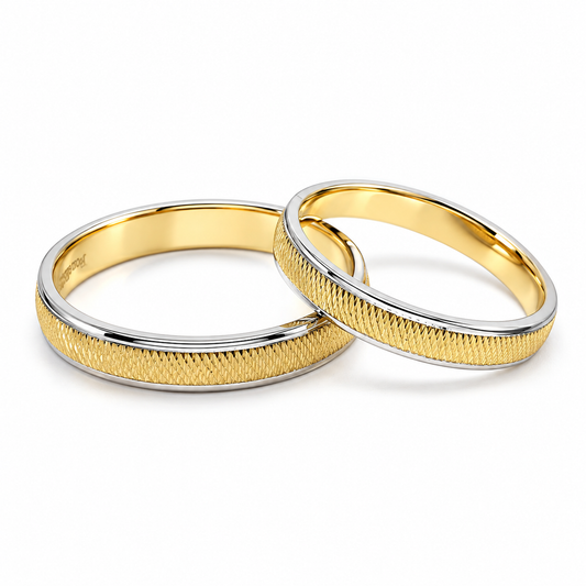 18D24LQ Argollas de Matrimonio en oro combinado de 10 Kilates.
