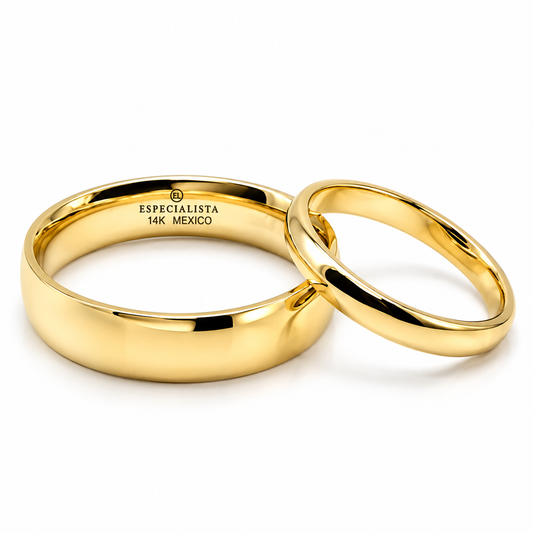 19A110-4LQ + 19A33-2LQ Set de argollas matrimoniales en oro de 14 Kilates