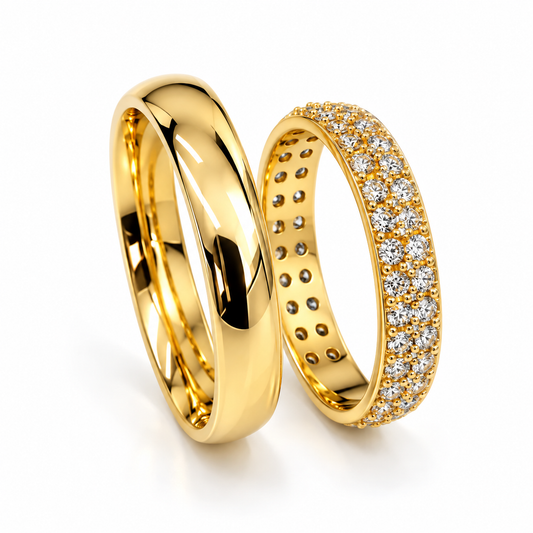 19A110-4LQ + 23CHA320LQ Set de argollas matrimoniales en oro de 14 Kilates