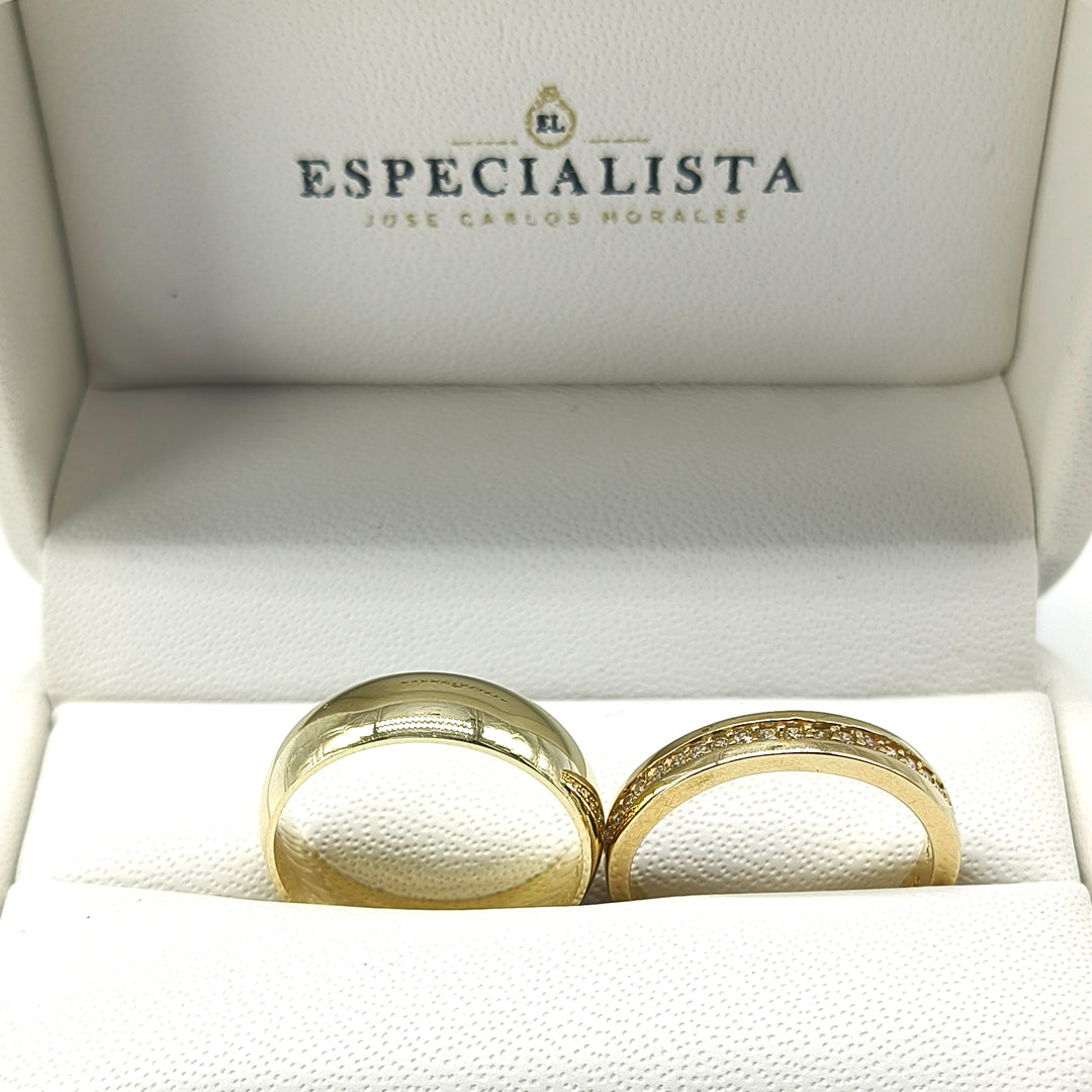 19A110-6LQ + 23CHA568LQ Set de argollas matrimoniales en oro de 14 Kilates