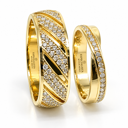 19A13LQ + 19A25984LQ Set de argollas matrimoniales en oro de 14 Kilates
