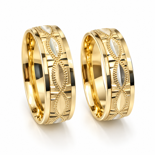 19A14LQ Set de argollas matrimoniales en oro de 14 Kilates