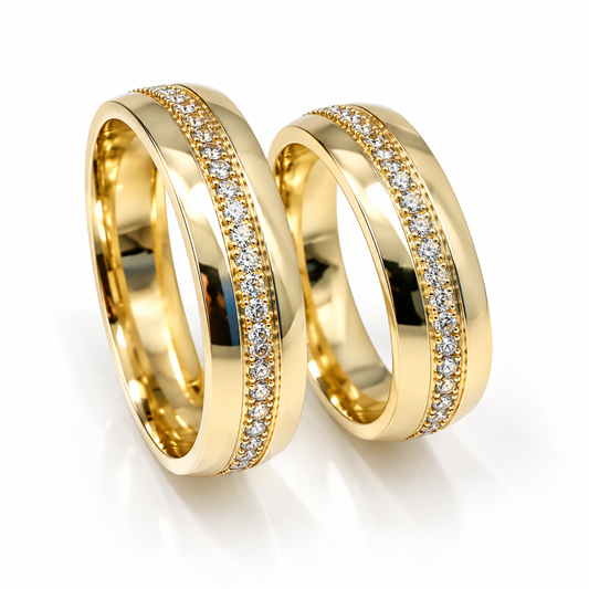 19A26325LQ Set de argollas matrimoniales en oro de 14 Kilates