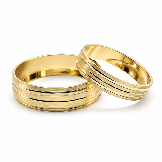 19A34-64LQ Set de argollas matrimoniales en oro de 14 Kilates