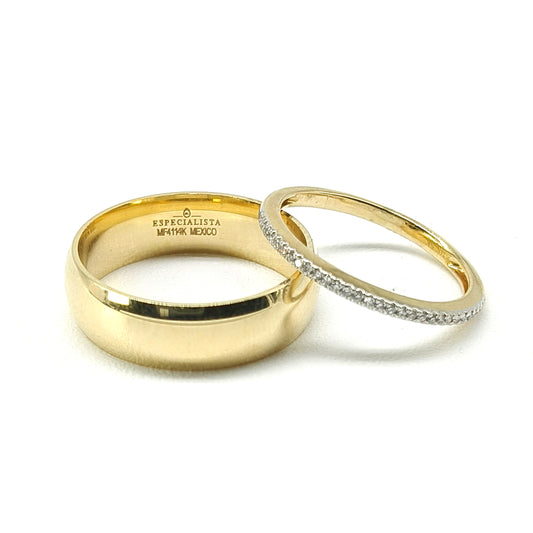 19A73-6LQ + 22CHA141806LQ Set de argollas matrimoniales en oro de 14 Kilates