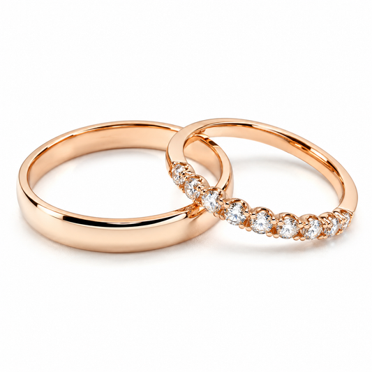 19R110-3LQ + 23CHR4746LQ-2 Set de argolla de matrimonio y Churumbela en oro de 10 ó 14 Kilates