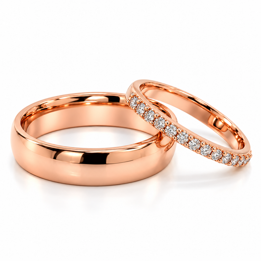 Set de Argolla de Matrimonio y Churumbela en oro rosa de 14 Kilates | 19R110-5LQ + 23CHR004LQ