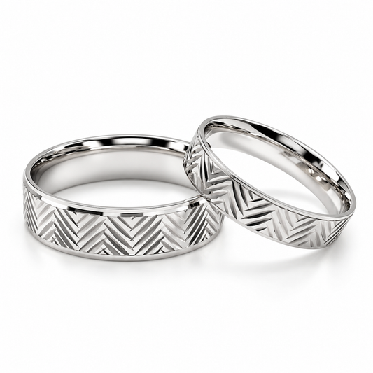 Argollas de matrimonio en oro blanco con diseño de espiga | 20B11-64LQ