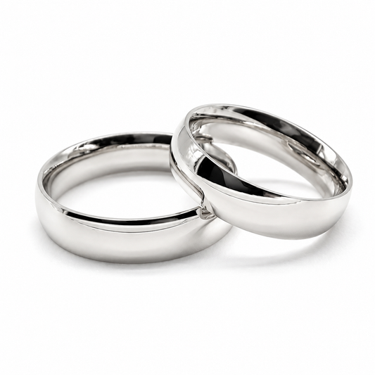 Argollas de matrimonio de media caña en oro blanco de 5 mm | 20B110-5LQ