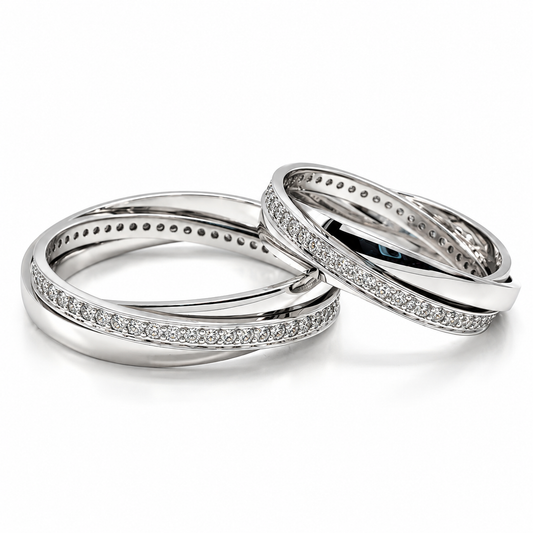 Argollas de matrimonio entrelazadas en oro blanco con circonias | 20B112LQ