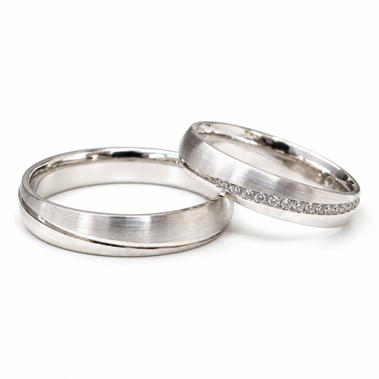 Par de argollas de matrimonio en oro blanco de 14 kilates | 20B162-4LQ