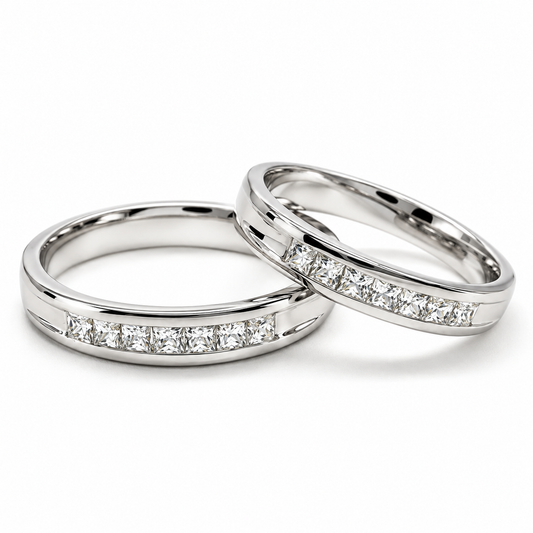 Argollas de matrimonio en oro blanco con circonias en canal | 20B47LQ