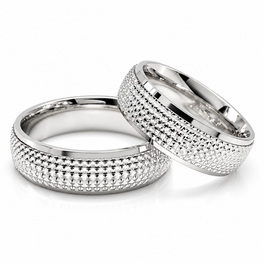 Argollas de matrimonio texturizadas en oro blanco | 20B49LQ