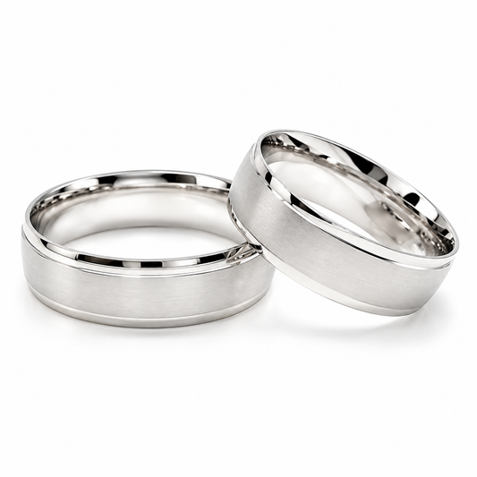 Argollas de matrimonio en oro blanco mate de 6 mm | 20B5-6LQ