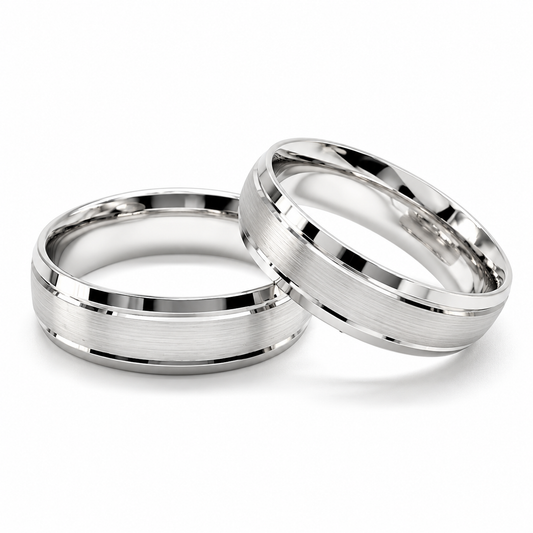 Argollas de matrimonio en oro blanco con centro mate de 6 mm | 20B5V-6LQ