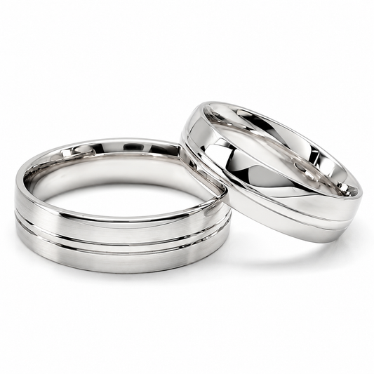 Argollas de matrimonio en oro blanco con doble línea de 6 mm | 20B75-6LQ