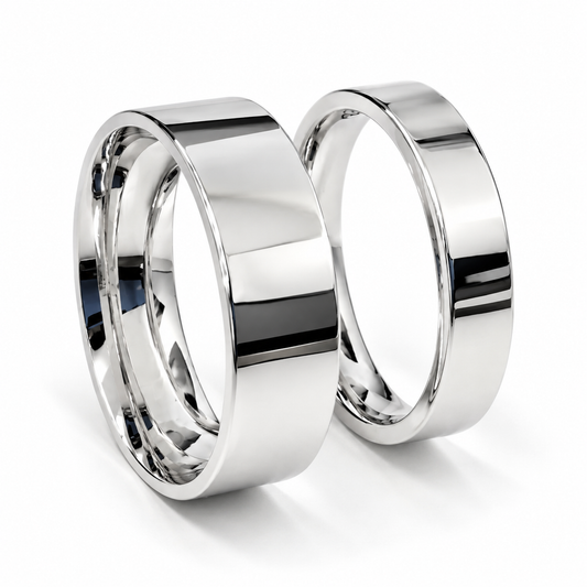 Par de Argollas de Matrimonio en oro blanco de 14 kilates | 20B76-64LQ